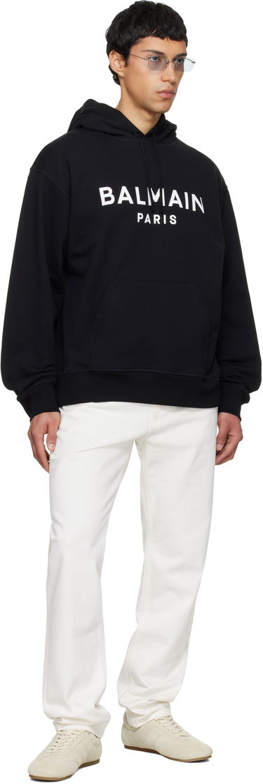 Суитчър Balmain Balmain Printed Cotton Hoodie Черно | GH1JR007BD45, 3