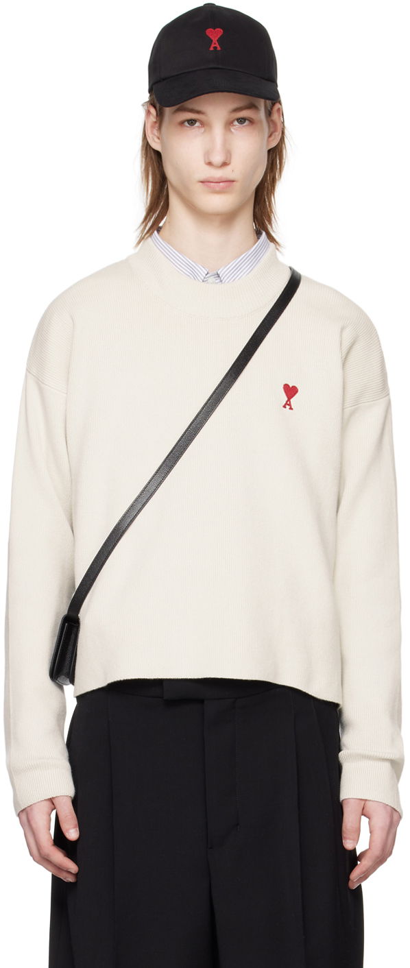 Пуловер AMI Paris de Cœur Sweater Бяло | UKS046.KN0042, 0