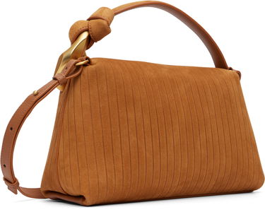 Чанта през рамо JW Anderson The JWA Corner Pleated Suede Shoulder Bag with Sculptural Chain Handle Кафяво | HB0755-LA0375, 4