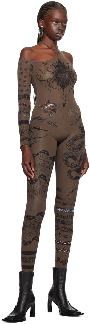 Клинове Jean Paul Gaultier Jean Paul Gaultier KNWLS Edition Tattoo Print Leggings Кафяво | 23/14-F-PA075-J524-700200, 4