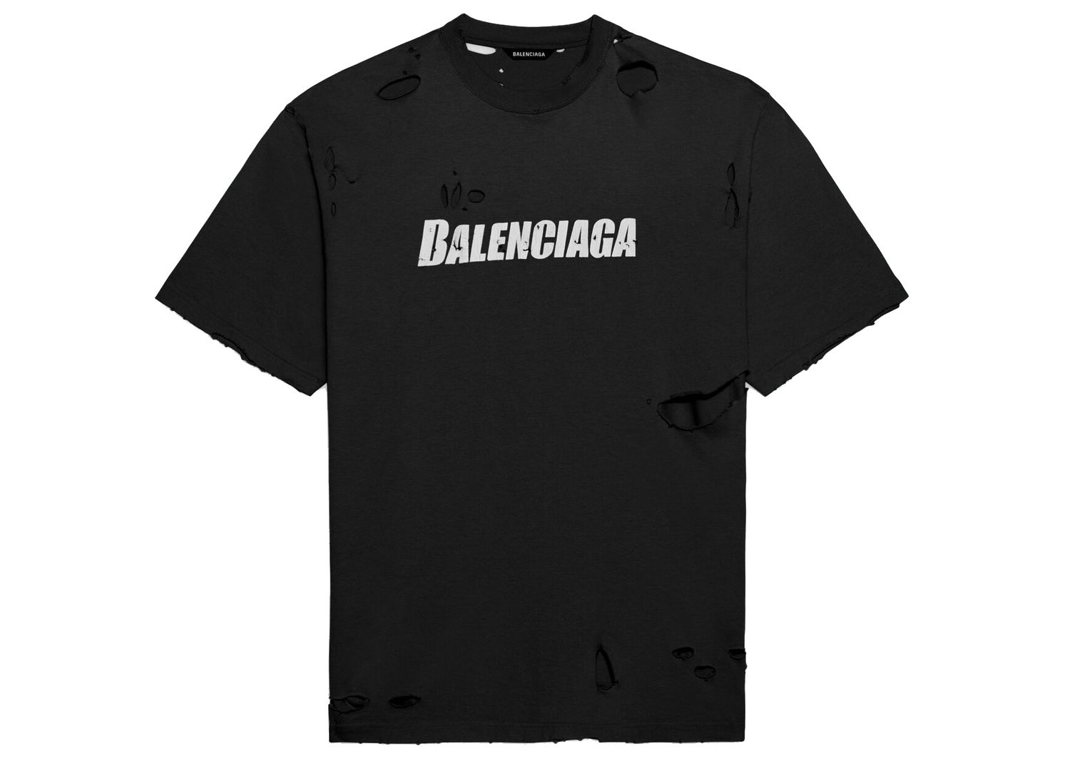 Тениска Balenciaga Caps Destroyed Flatground T-shirt Черно | 651795TKVB81070/WL0560891TYK642101, 0