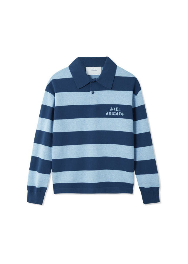Frey Striped Long-Sleeve Polo Sweater