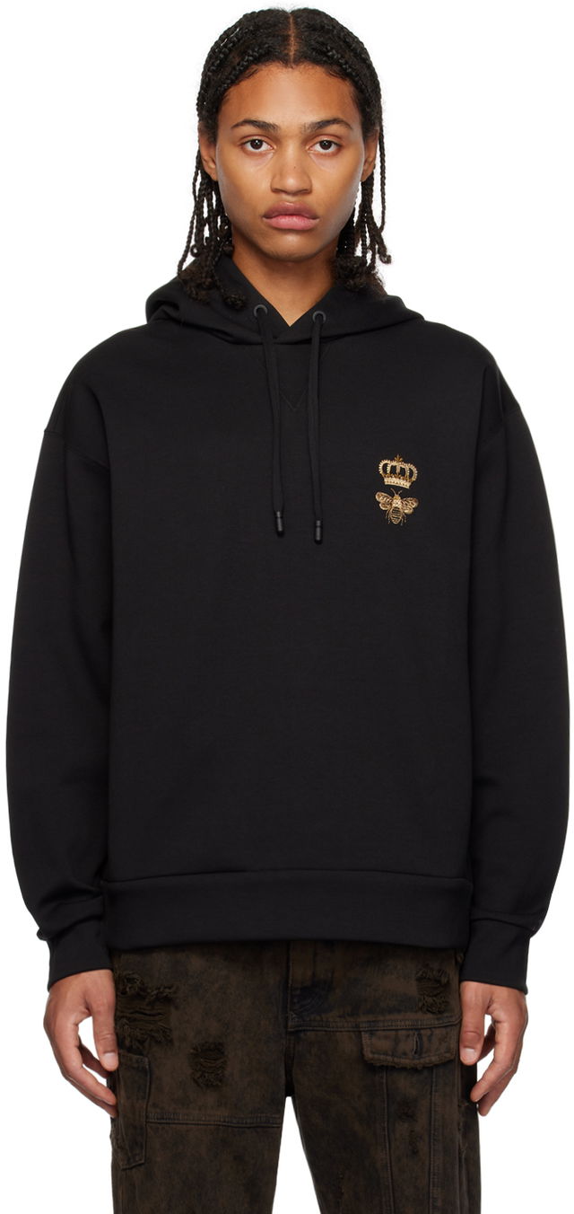 Black Embroidered Hoodie