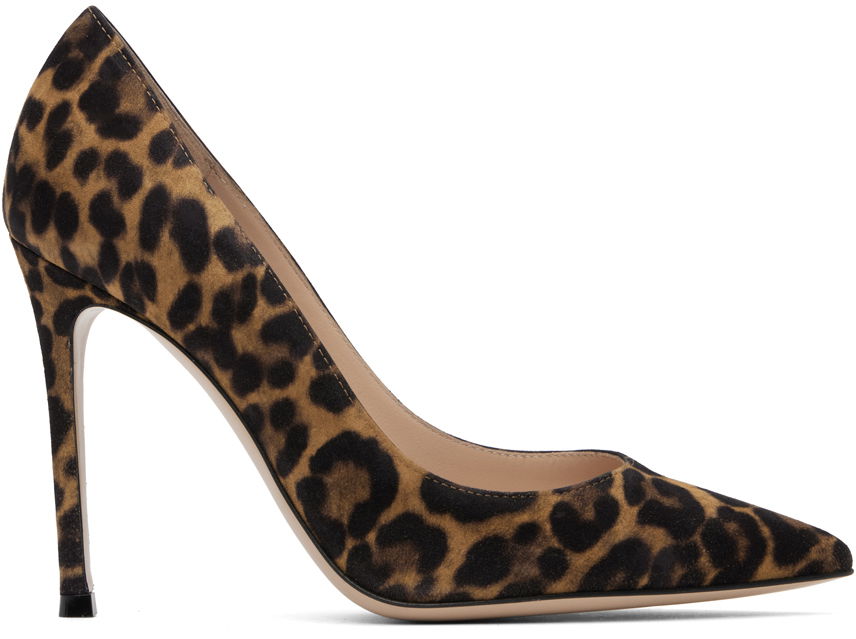 Кецове и обувки Gianvito Rossi Suede Leopard Print Pumps Кафяво | G28470-15RIC-CMD, 0