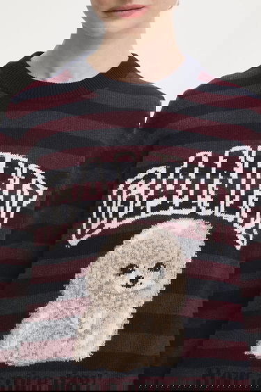 Пуловер GANNI Graphic Wool Mix Poodle Stripe Sweater Многоцветен | K2567, 3