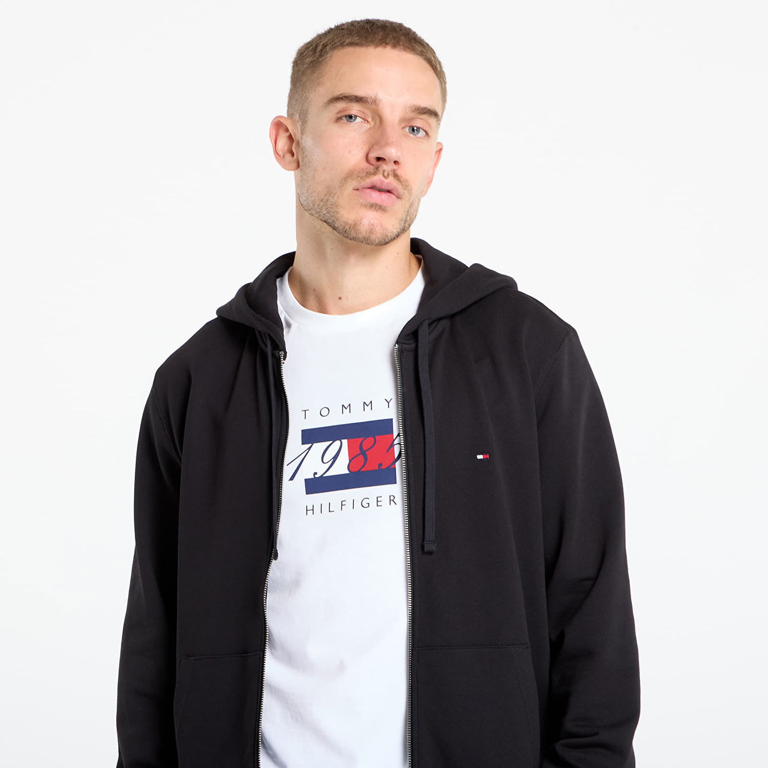Суитчър Tommy Hilfiger Tommy Hilfiger Men's Essential Terry Zip-Through Hoodie Черно | MW0MW37239 BDS, 1