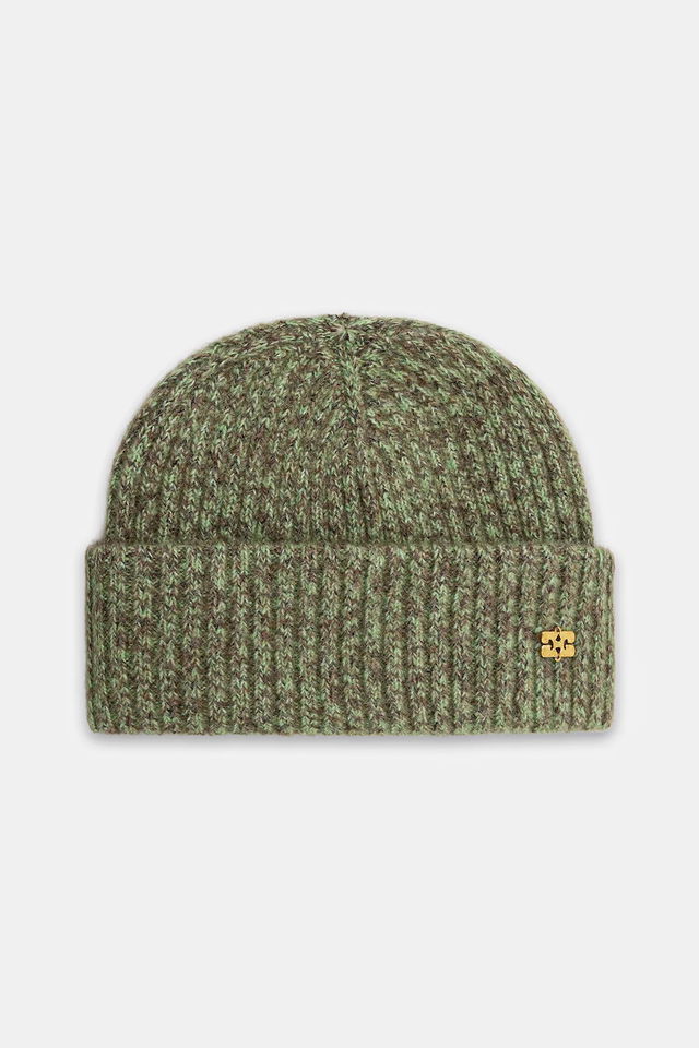 Ribbed Melange Brushed Mohair Beanie