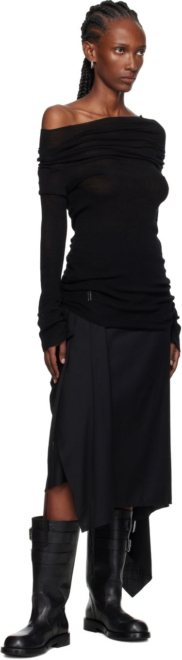 Тениска Ann Demeulemeester Ann Demeulemeester TIzziana Knitted Off-Shoulder Top Черно | 2520-W-KN29-FA059-099, 3