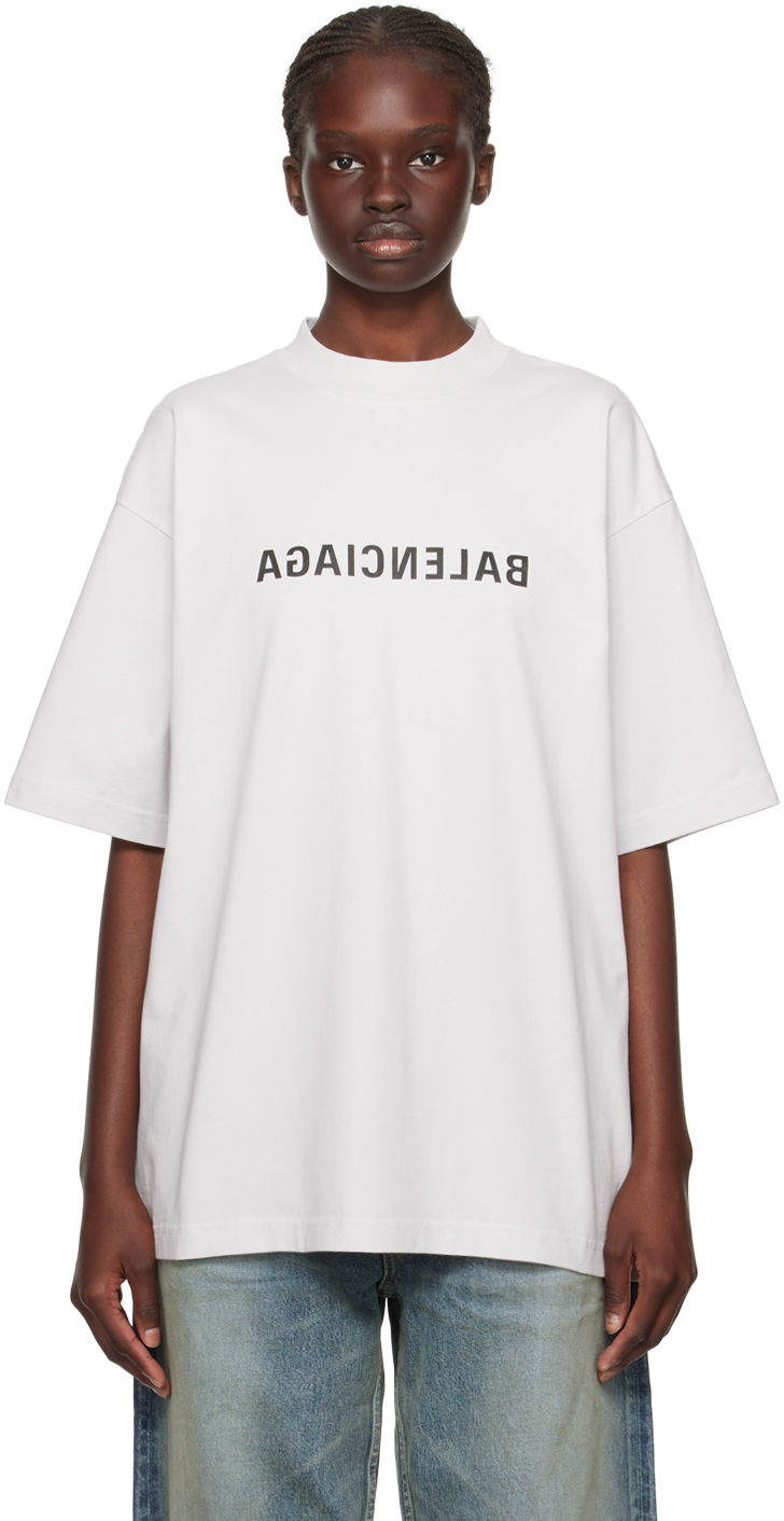Тениска Balenciaga Off-White Mirror Бяло | 764235 TNVR2, 0