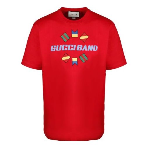 Тениска Gucci Embroidered Logo T-Shirt Червено | 565806-XJB2X-6229