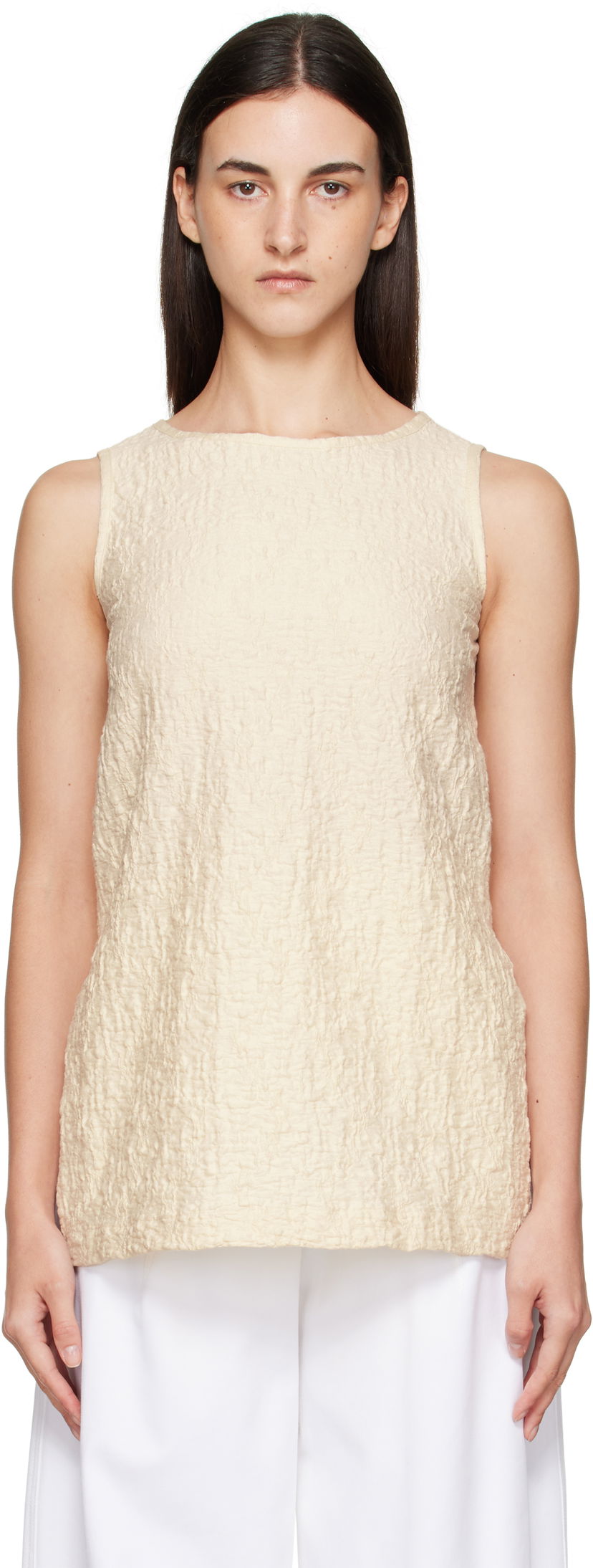 Потник Max Mara Max Mara Textured Sleeveless Top Бежово | 2521946058600