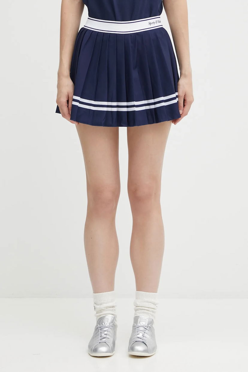 Пола Sporty & Rich Italic Logo Pleated Mini Skirt Тъмно синьо | SK005621313BL107