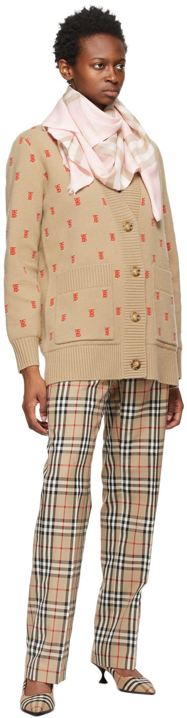 Шал Burberry Gauze Giant Check Scarf Pink Розово | 8019462, 1