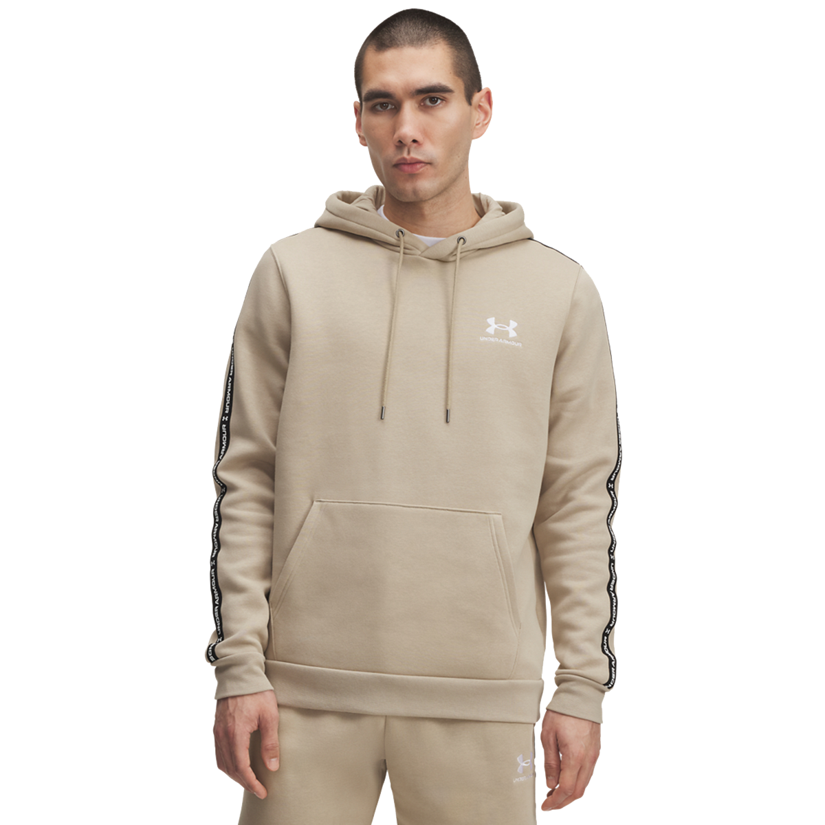 Суитчър Under Armour Icon Fleece Hoodie with Taping Бежово | 1389356-299, 0