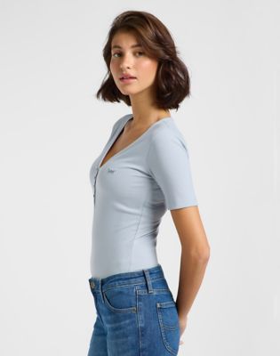 Тениска Lee Short Sleeve Henley T-Shirt Синьо | 112363830, 0
