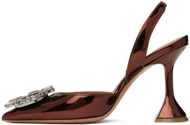 Кецове и обувки Amina Muaddi Sling 95 Metallic Leather Pumps Кафяво | BEGUM SLING CL MIRROR, 2