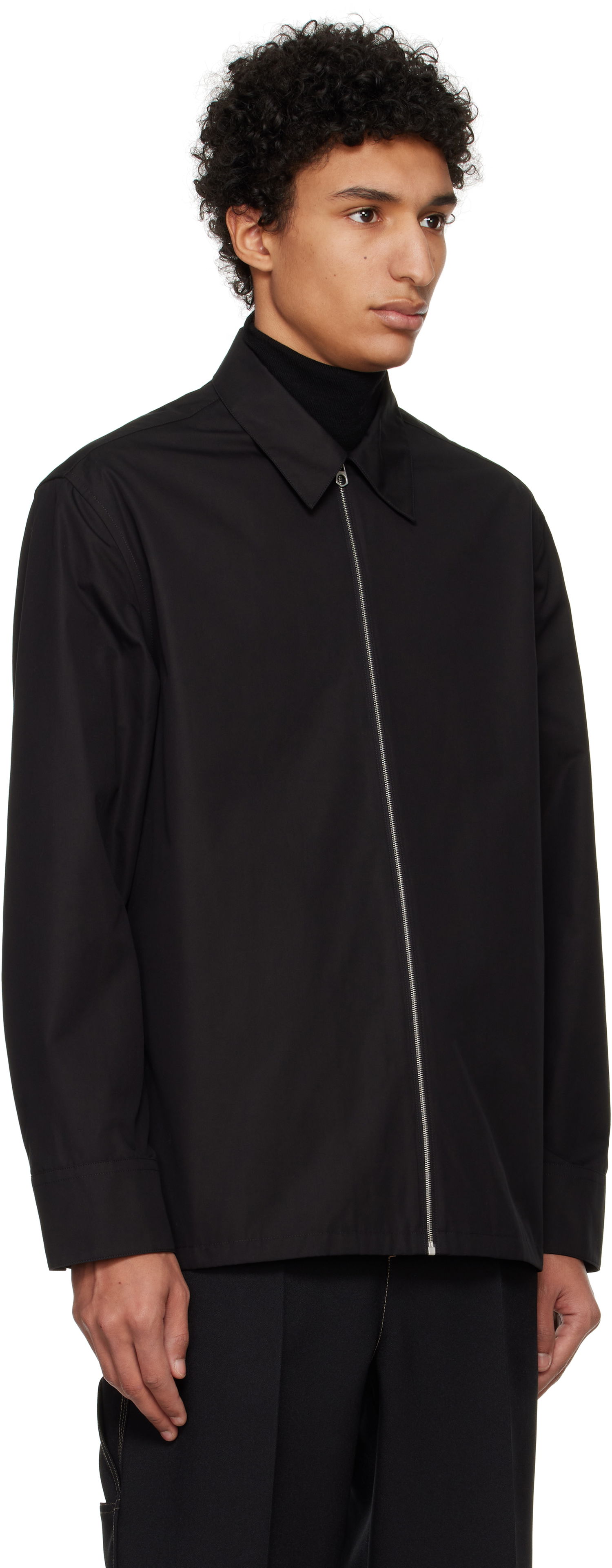 Риза Jil Sander Jil Sander Zip-Up Shirt Черно | J22DL0249_J45002, 1