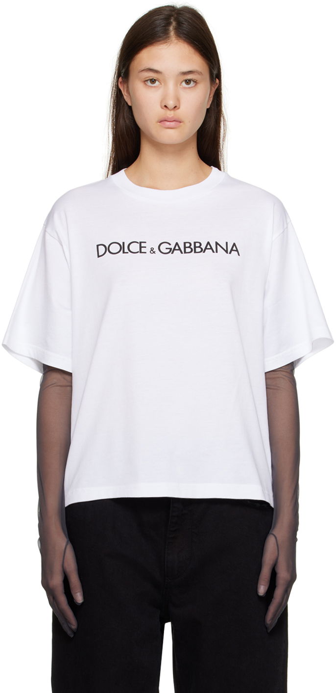 Тениска Dolce & Gabbana White Crewneck T-Shirt Бяло | F8U10T G7H4P