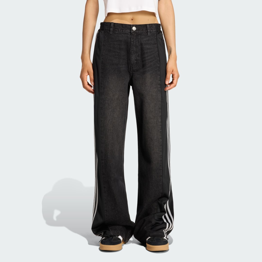 Панталони adidas Originals adidas Originals Athletic Dept Firebird Denim Wide Leg Pants Черно | KF2319, 0