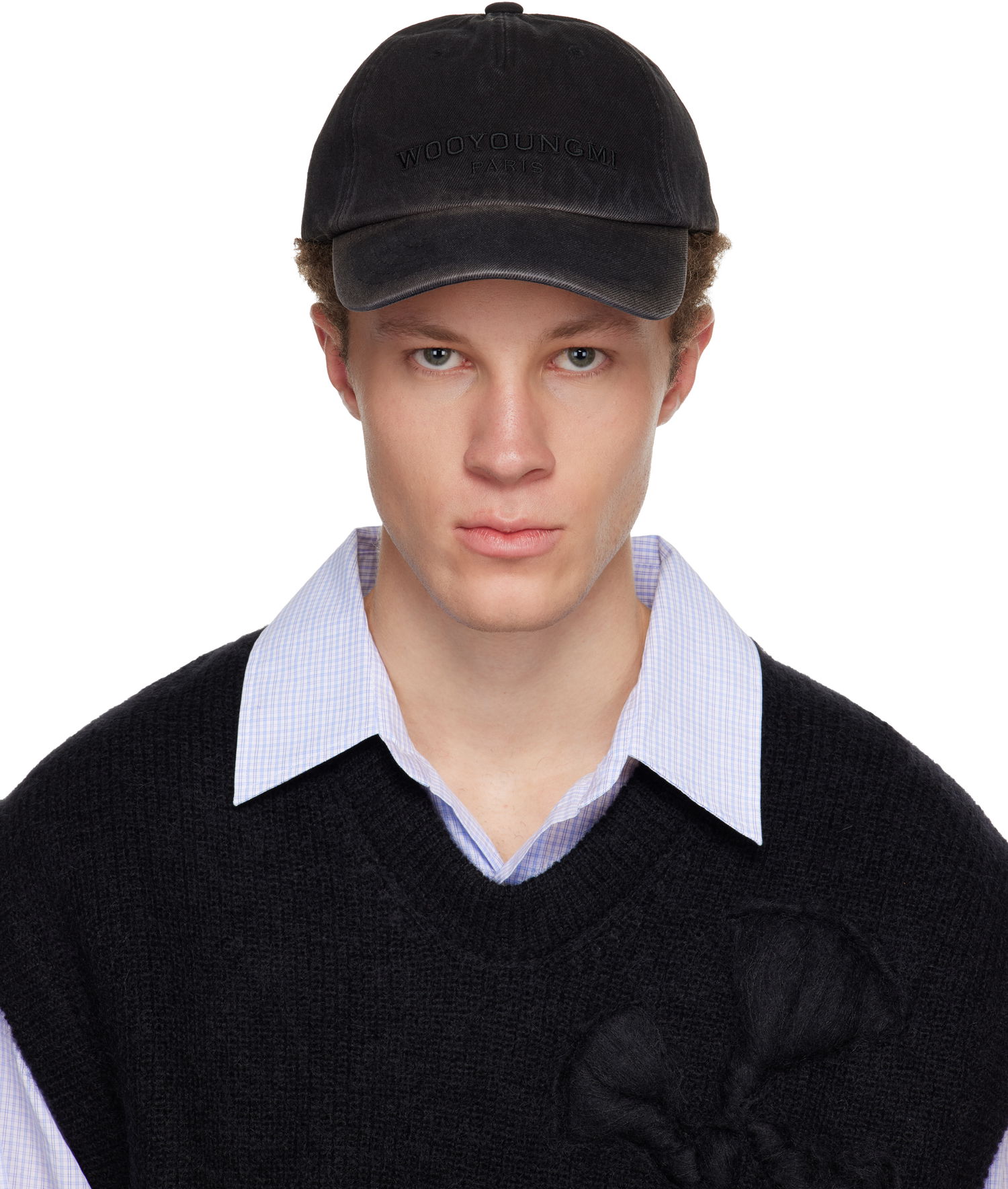 Шапка с козирка WOOYOUNGMI WOOYOUNGMI Dyed Denim Ball Cap Черно | W253AC53, 0