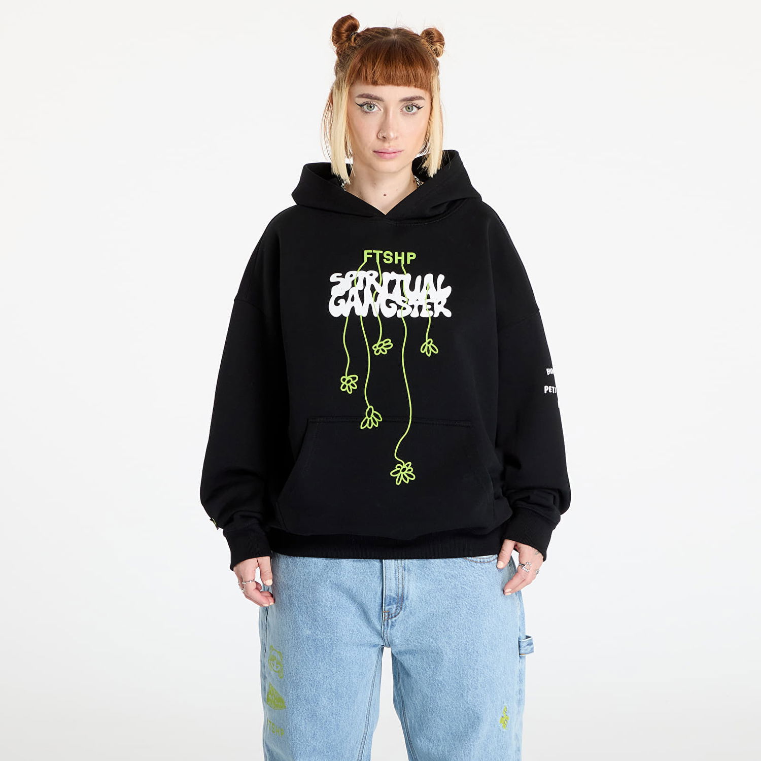 Суитчър Footshop Black Spiritual Gangster Print Hoodie Черно | FTSHP_390, 1
