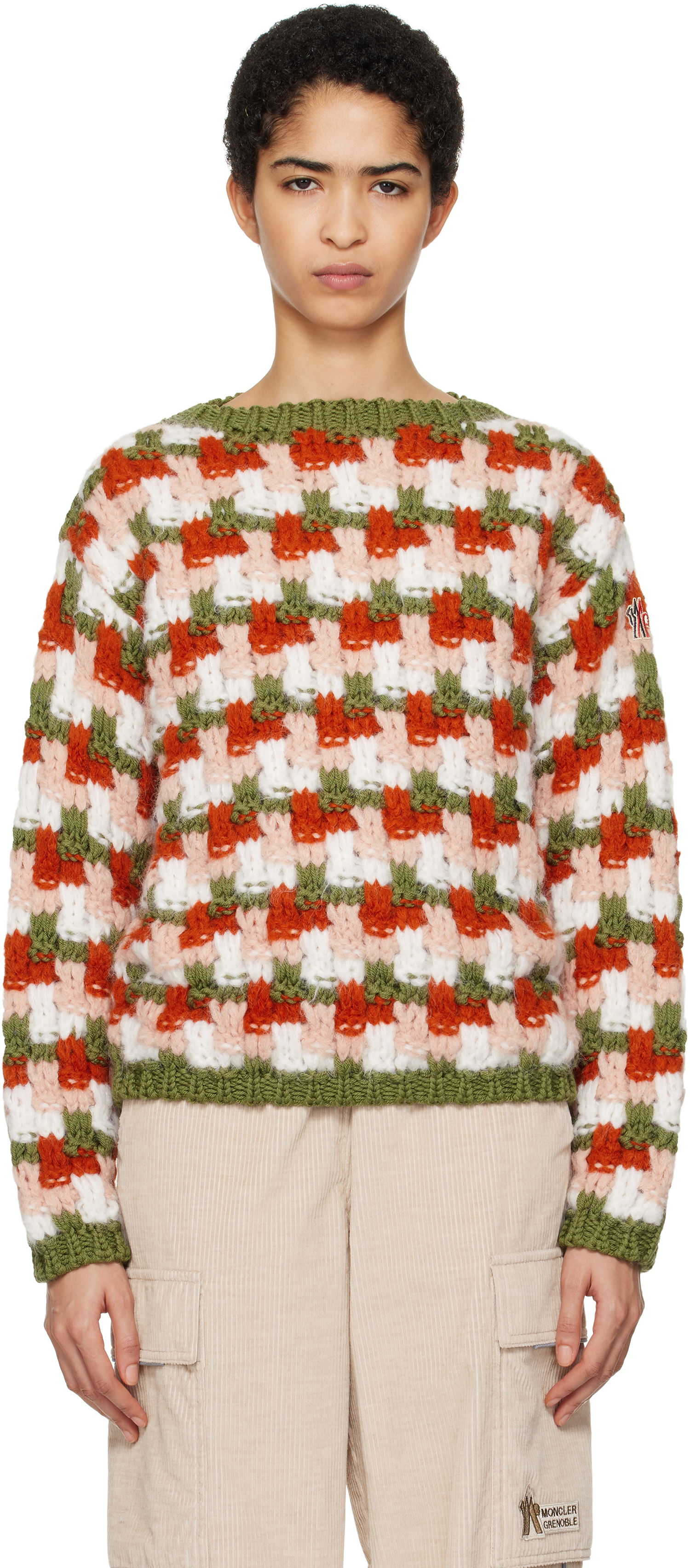 Пуловер Moncler Wool & Alpaca Checkerboard Sweater Зелено | J20989C00002M4404, 0