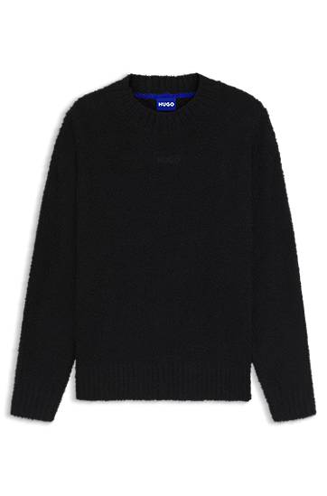Пуловер BOSS Bouclé-knit sweater with embroidered logo Черно | 50524526