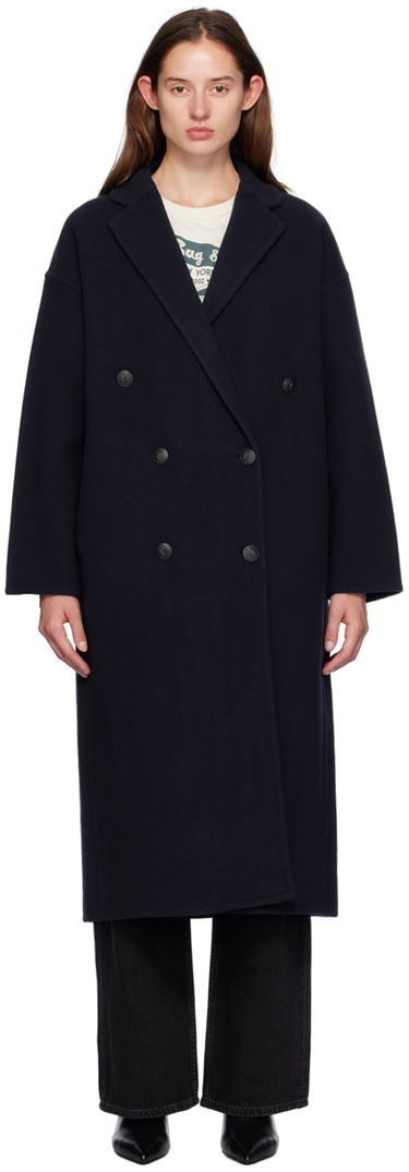 Палта rag & bone Thea Double-Breasted Long Coat Тъмно синьо | WAW24F2026VR26, 0