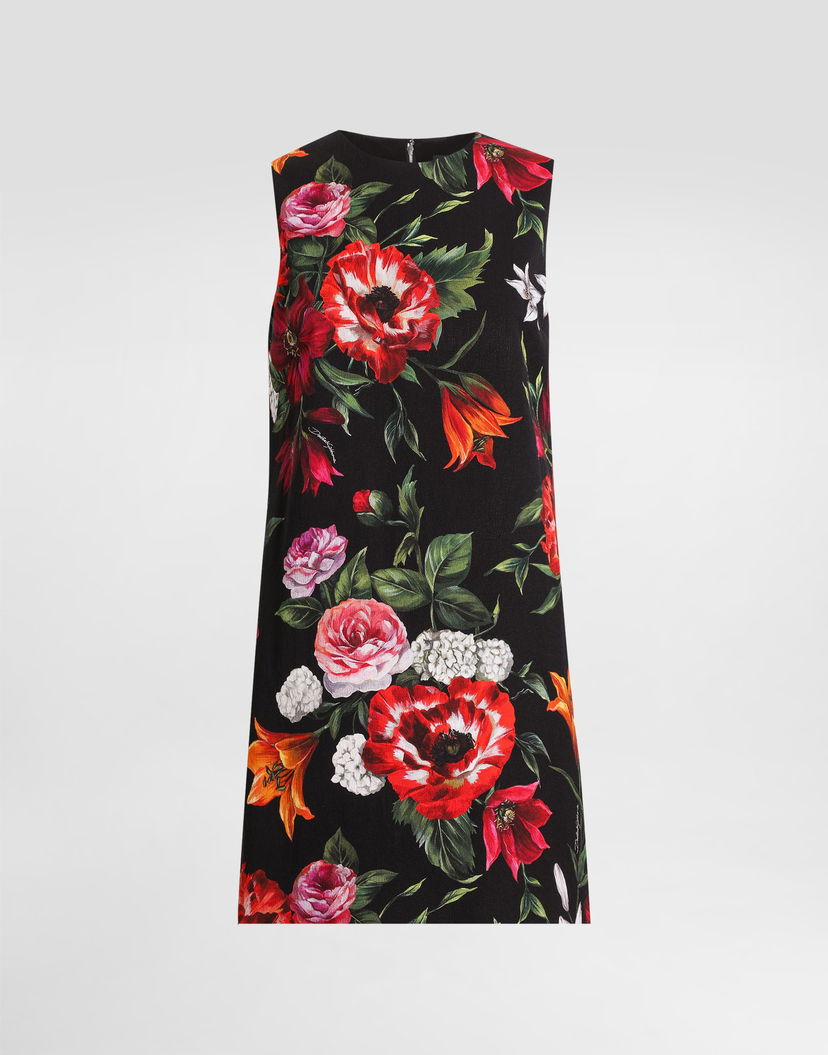 Pокля Dolce & Gabbana Dolce & Gabbana Floral Print Sleeveless Mini Dress Черно | F6TWFTFSRQTHN5PB