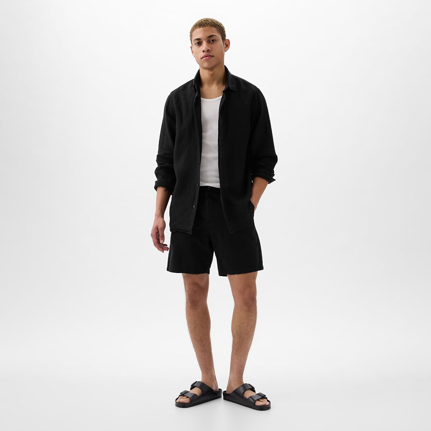 Риза GAP Longsleeve Linen Shirt True Black V2 Черно | 855351-04, 1