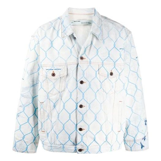 Яке Off-White Off-White Fence Print Loose Fit Denim Jacket Бяло | OMYE051S203860307131