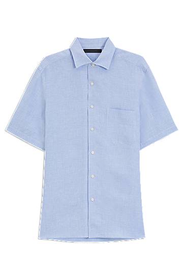 Риза BOSS BECKHAM x BOSS Regular-Fit Linen Shirt Синьо | 50548868, 0