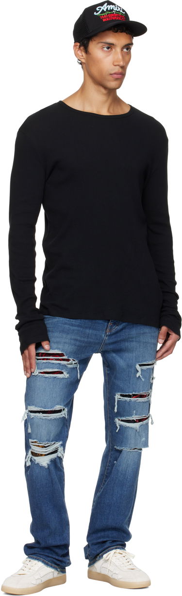 Дънки AMIRI AMIRI Slim Thrasher Jeans with Floral Velvet Синьо | AMDNSM1022, 3