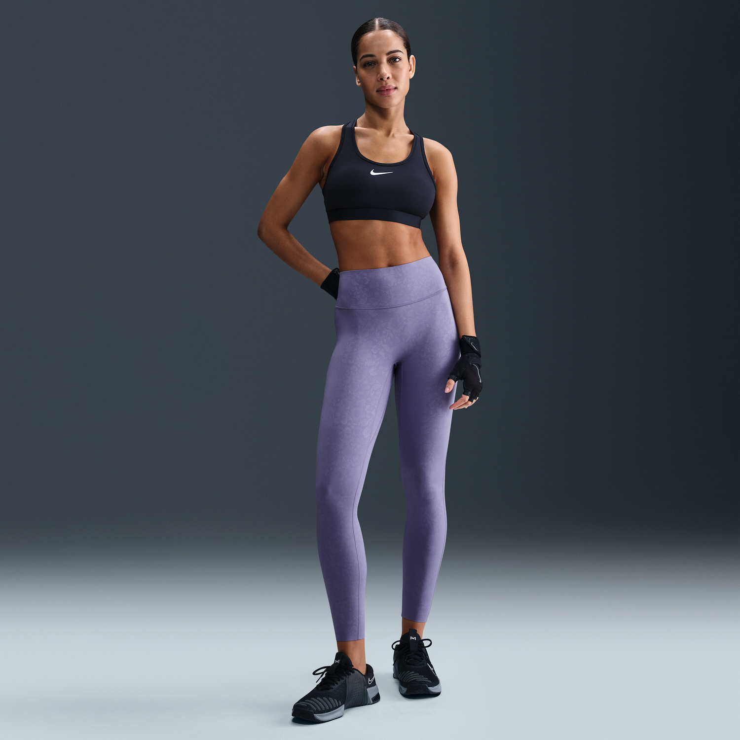 Клинове Nike Universa 7/8 Floral Print High-Waisted Mid-Support Leggings Лилаво | HV1186-527, 0