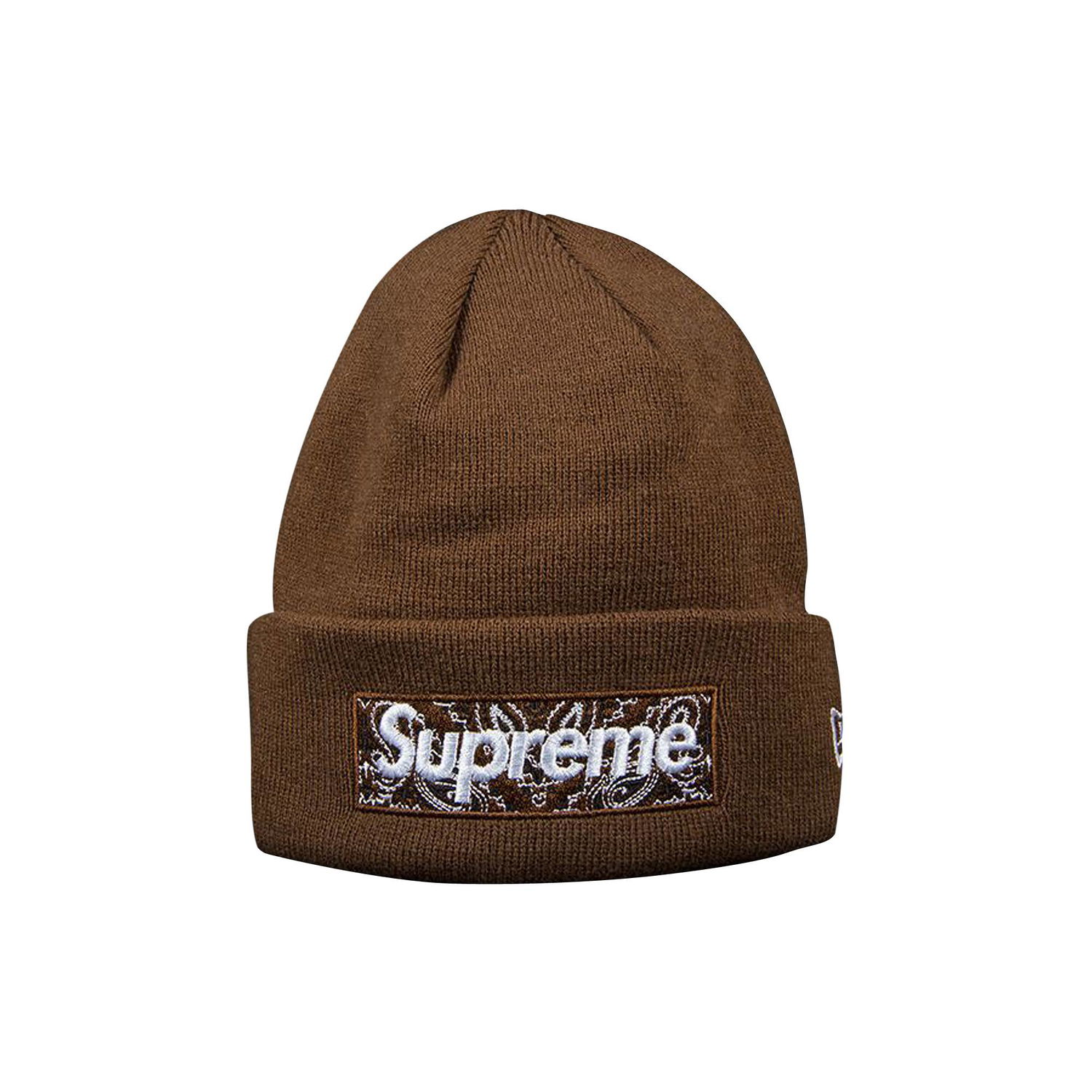 Шапка Supreme New Era x Bandana Box Logo Beanie Кафяво | FW19BN4 DARK BROWN, 1