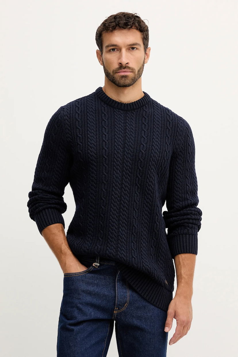 Пуловер Barbour Barbour Cable Knit Sweater Тъмно синьо | MKN1679