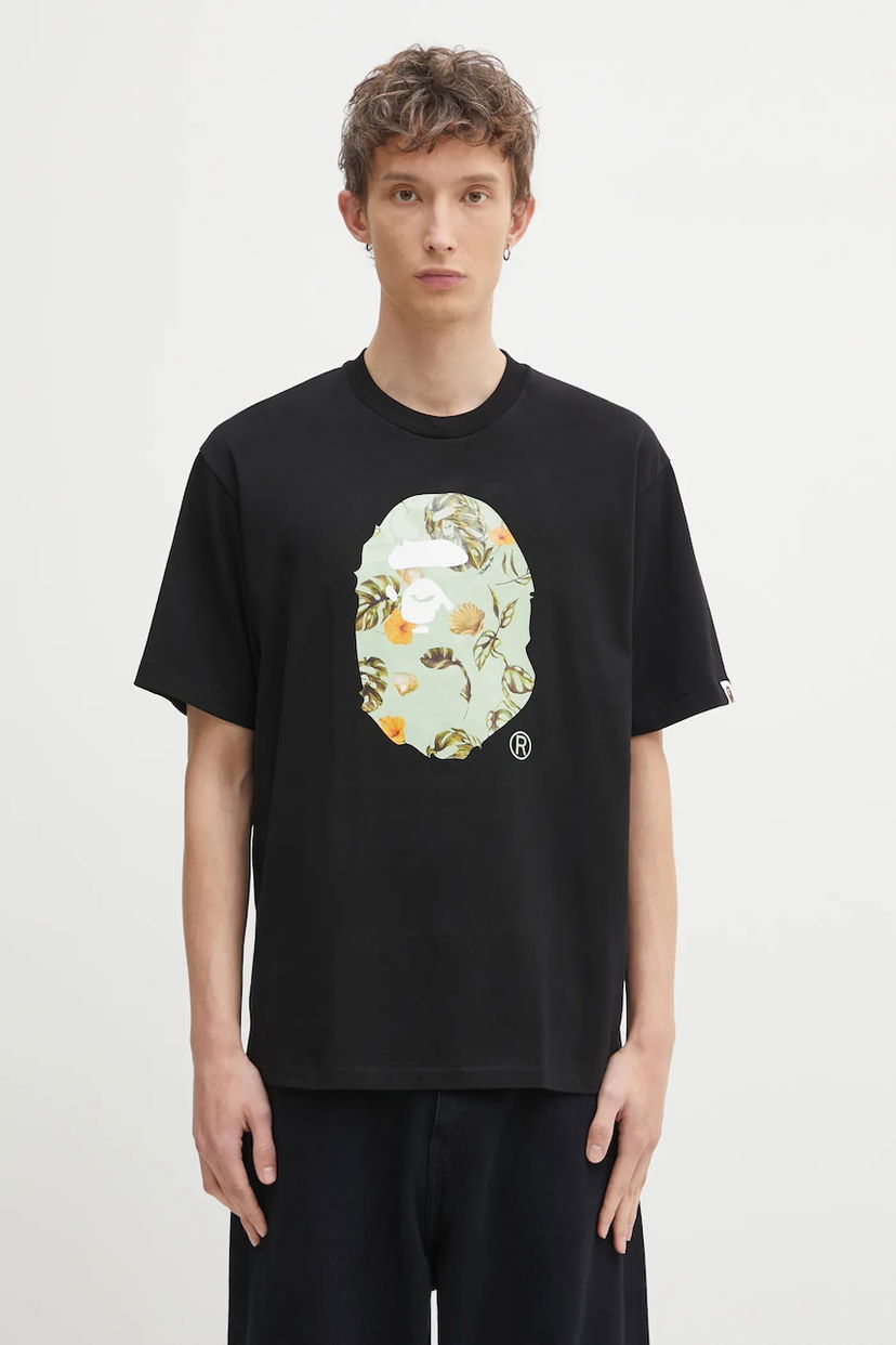 Тениска BAPE T-Shirt Vacation Pattern APE Head Черно | 1L30110335
