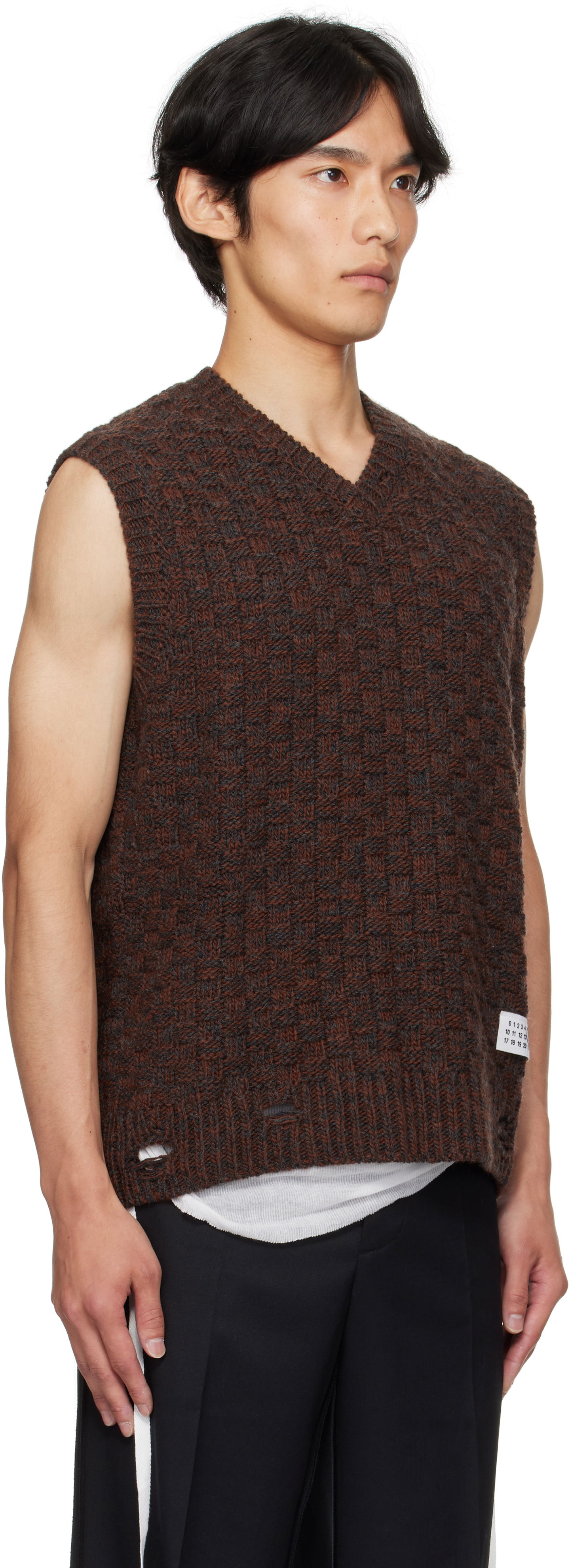 Пуловер Maison Margiela MM6 Maison Margiela V-Neck Sweater Vest Кафяво | SH2FB0026 M13174, 1
