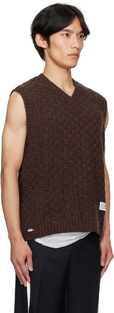 Пуловер Maison Margiela MM6 Maison Margiela V-Neck Sweater Vest Кафяво | SH2FB0026 M13174, 1