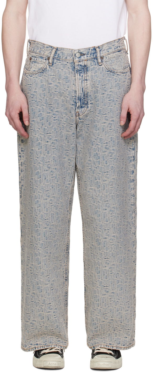 Дънки Acne Studios Acne Studios 1981M Embossed Jeans Синьо | B00349-, 0