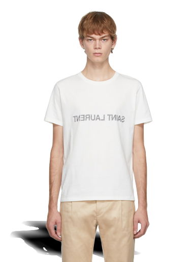 Тениска Saint Laurent Reversed Logo T-Shirt Бяло | 663278Y36HE