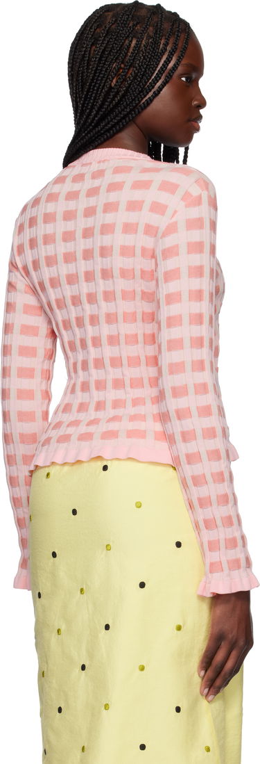 Пуловер MAISON KITSUNÉ Maison Kitsuné Checked Ribbed Knit Cardigan Розово | OW00503KT1120, 2