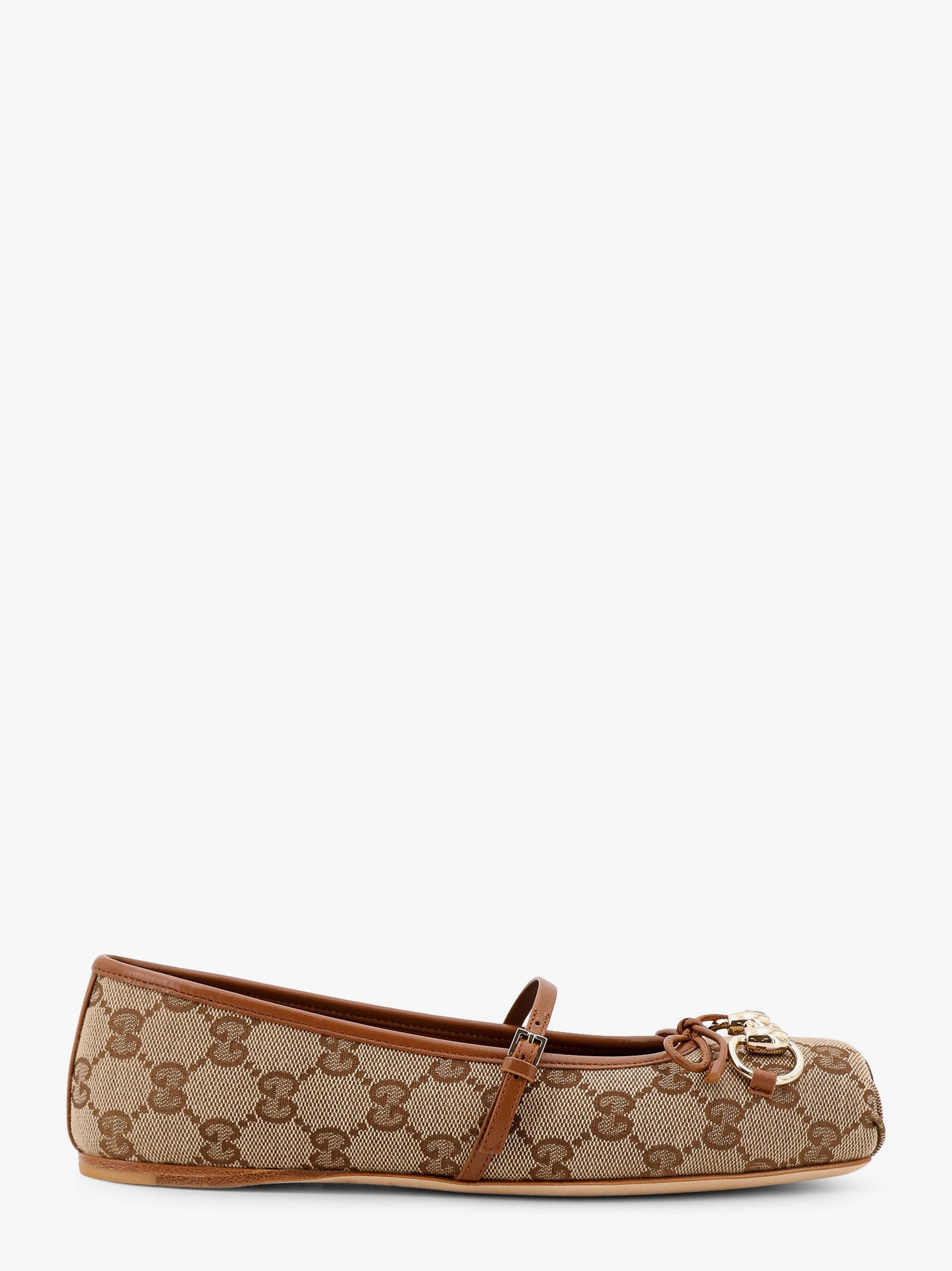 Кецове и обувки Gucci Brown Canvas Ballerinas with Metal Ornament Кафяво | 814321FAD6C9745, 0