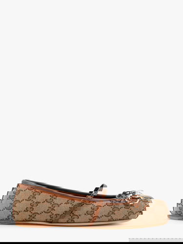Кецове и обувки Gucci Brown Canvas Ballerinas with Metal Ornament Кафяво | 814321FAD6C9745, 0