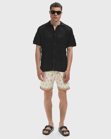Поло тениска Les Deux Elvin Knitted Short Sleeve Polo Shirt Черно | 1000040-100, 1
