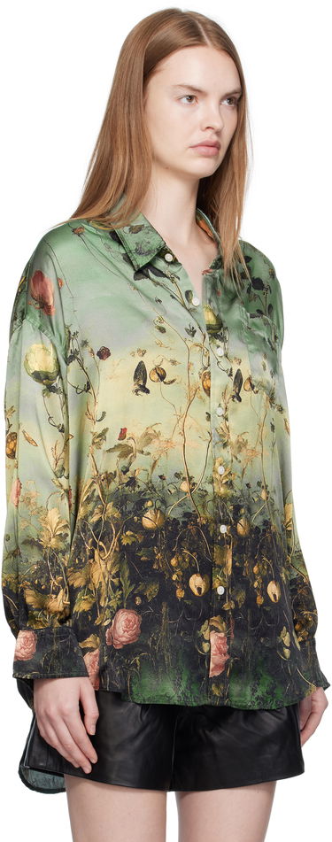 Риза R13 R13 Drop Neck Floral Print Shirt Зелено | R13WR004-R584A, 1