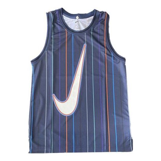 Потник Nike Men's Striped Basketball Tank Top Синьо | DX0436-410, 0