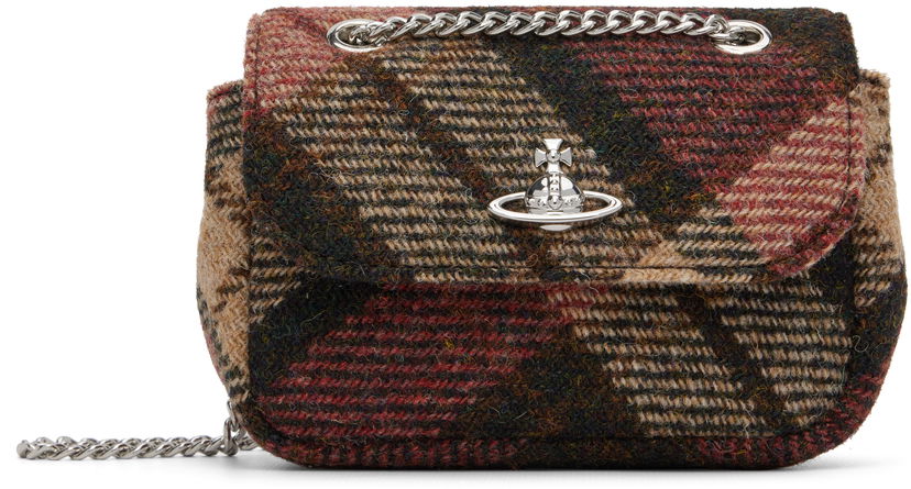 Чанта през рамо Vivienne Westwood Small Tweed Plaid Flap with Chain Strap Многоцветен | 5C01000WW-W018D-