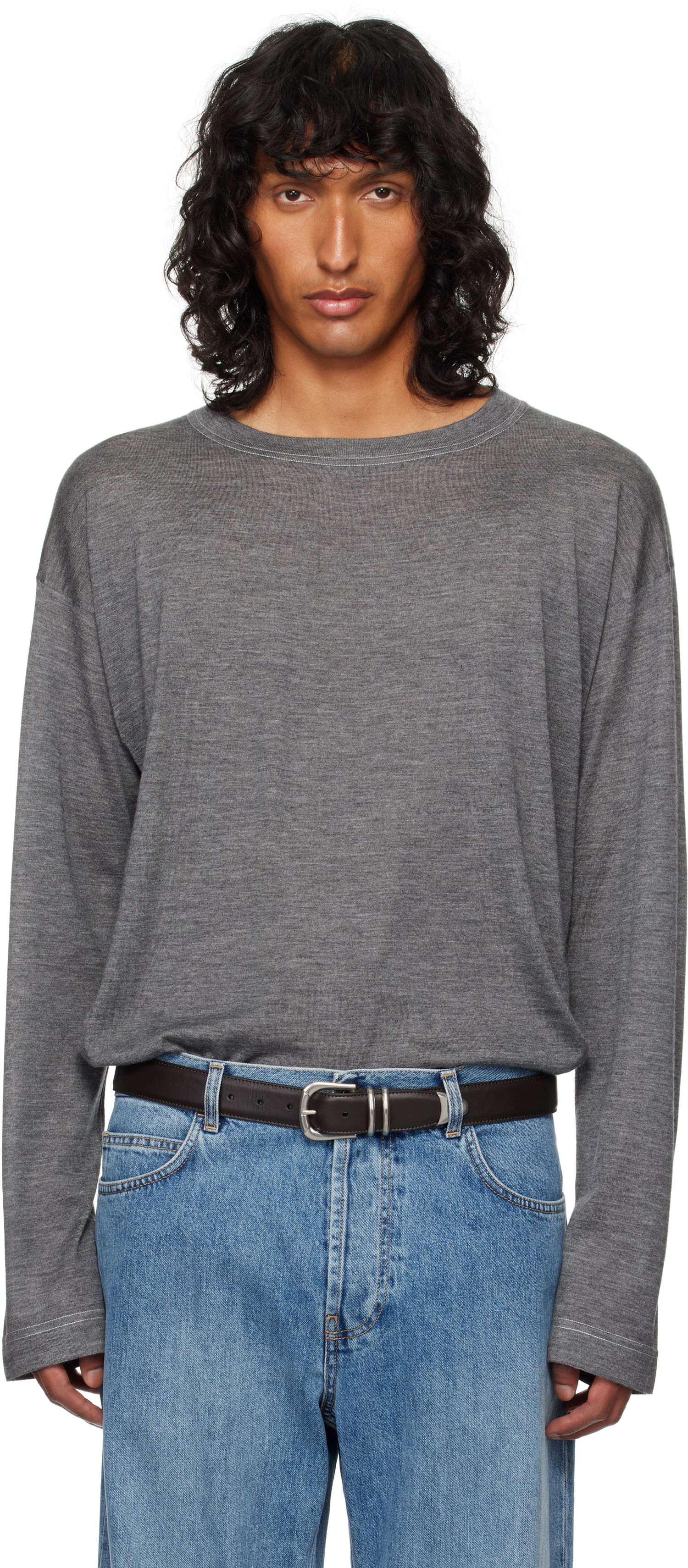 Пуловер The Row The Row Angelo Long Sleeve T-Shirt Сиво | 776-Y806, 0