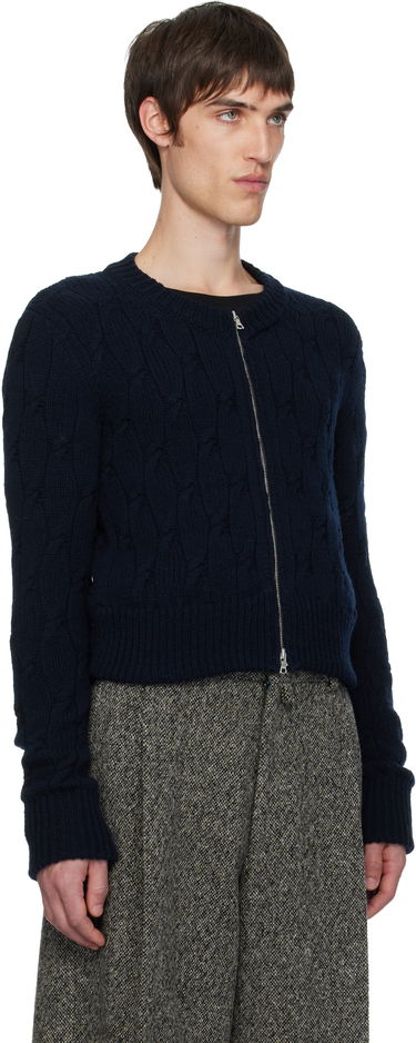 Пуловер Dries Van Noten Dries Van Noten Cable-Knit Full-Zip Cardigan Тъмно синьо | 252-021212-2707, 4